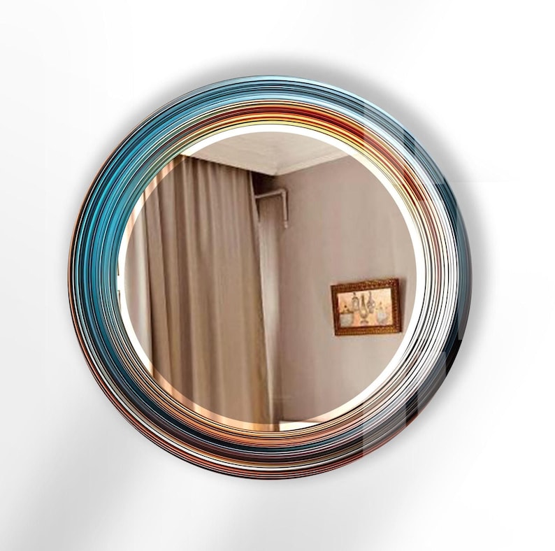 Gehärteter Glas Runder Wandspiegel: Moderner Kreis Badezimmer Spiegel Dekor Bild 3