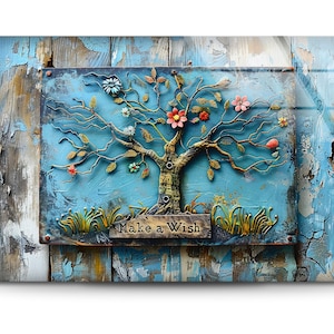 Handmade Tempered Glass Wall Art: Abstract Tree of Life Decor