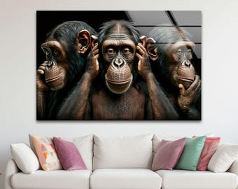 Muurkunst aap van gehard glas: modern pop-artdecor