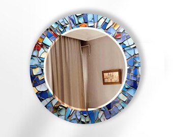 Plaque Miroir En Mosaïque Jazz Saxophone – Art Mural Contemporain Signé, Noir Et Rouge
