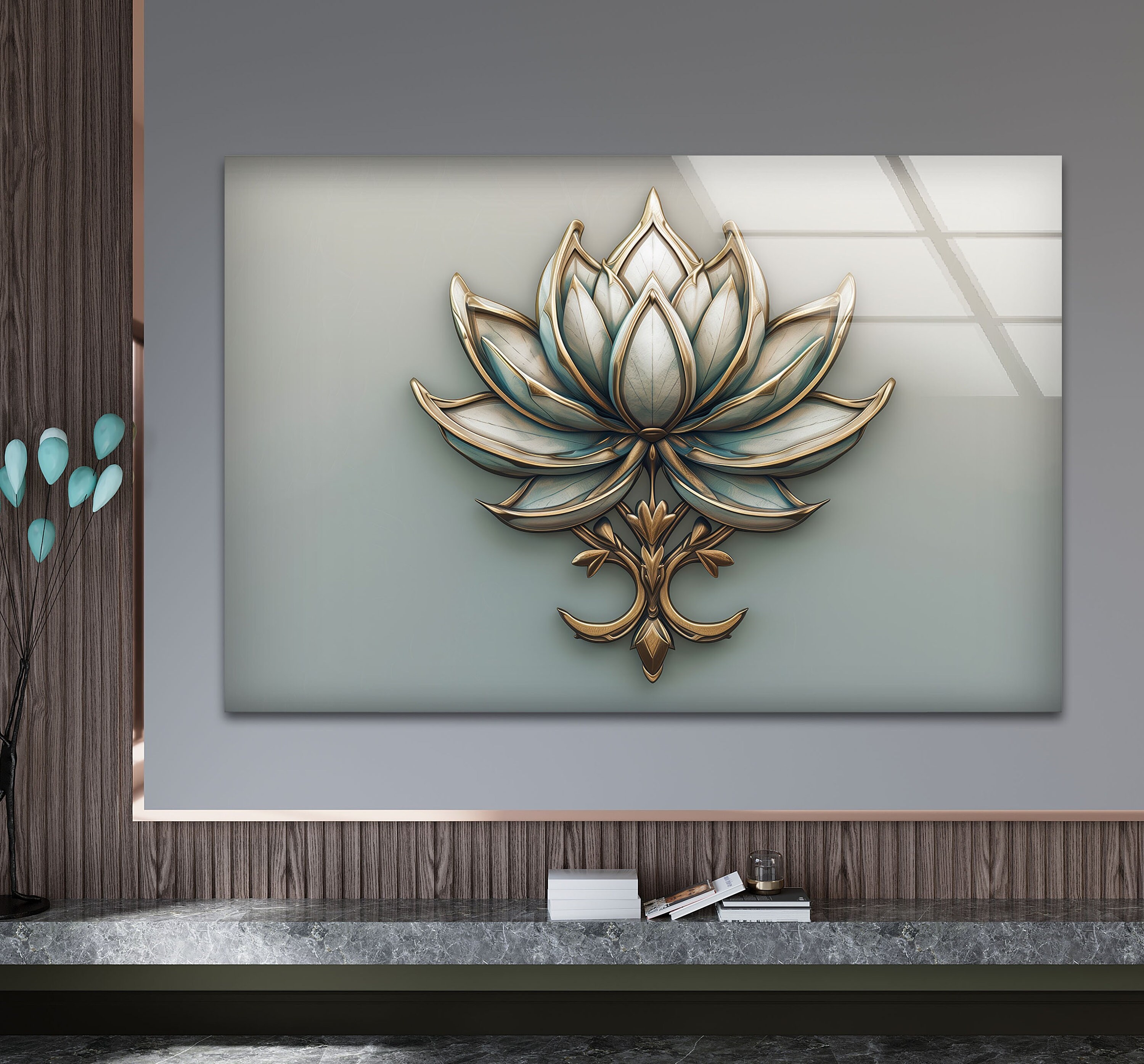 Handmade Tempered Glass Lotus Flower Wall Art: Modern Abstract Decor - Etsy