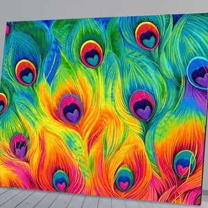 Handmade Peacock Feathers Tempered Glass Wall Art