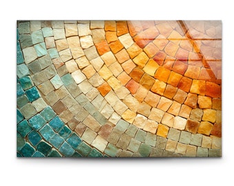 Arte mural de vidrio templado hecho a mano: Impresión de mosaico de azulejos teñidos