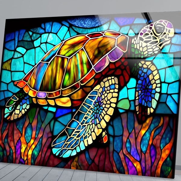 Sea Turtle Decor-Tempered Glass Wall Art-Stained Wall Art-Glass Printing Art-Sea Turtle Wall Art-Wall Hangings-Tempered Glass Art