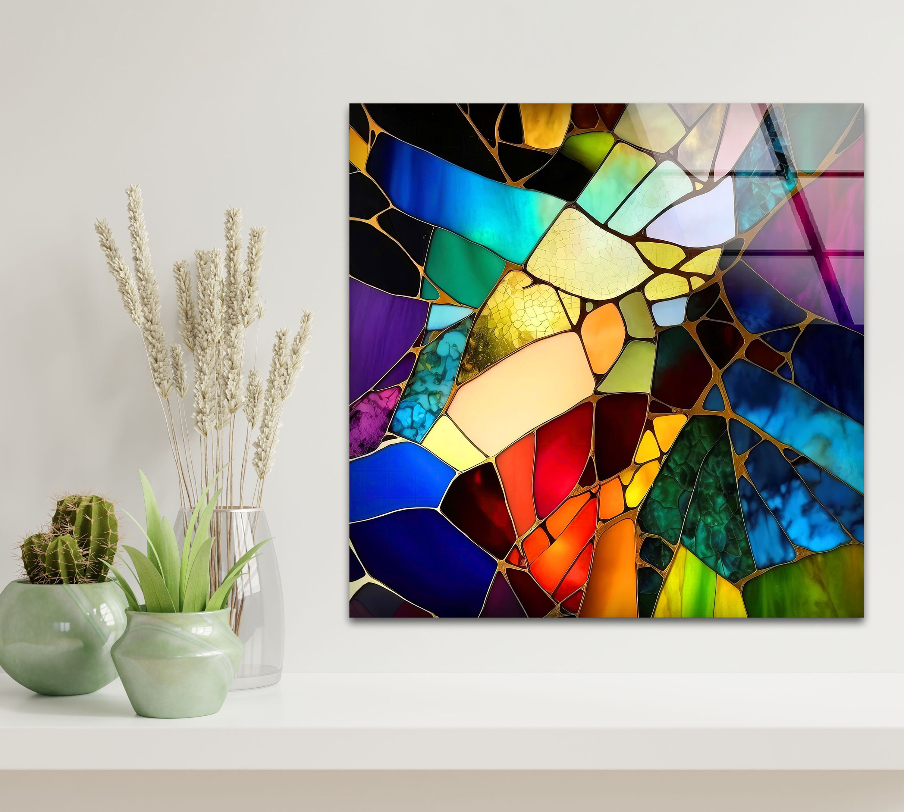 Handmade Stained Glass Effect Tempered Glass Wall Art - Etsy