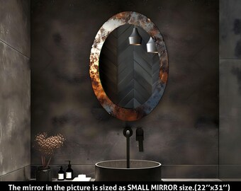 Bronze Oval Wall Mirror: Tempered Glass, Modern Bathroom Decor