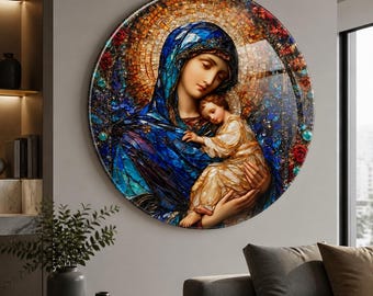 Virgin Mary Wall Art, Christian Glass Wall Art, Modern Wall Art, Tempered Glass Wall Art, Large Wall Decor, Unique Home Decor