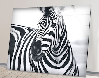 Handmade Zebra Tempered Glass Wall Art: Modern Safari Decor