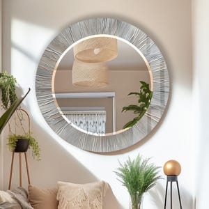 Handmade Tempered Glass Round Wall Mirror: Silver Circle Decor