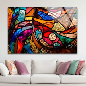 Red Abstract Tempered Glass Wall Art: Modern Home Decor