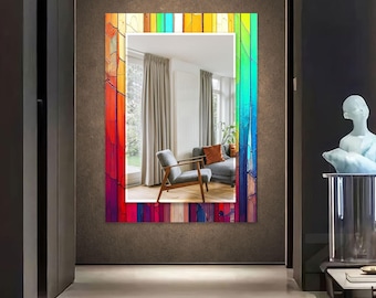 Handmade Tempered Glass LED Bathroom Mirror: Mosaic Illuminated Wall Decor