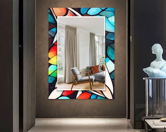 Tempered Glass LED Bathroom Mirror: Handmade Modern Wall Decor