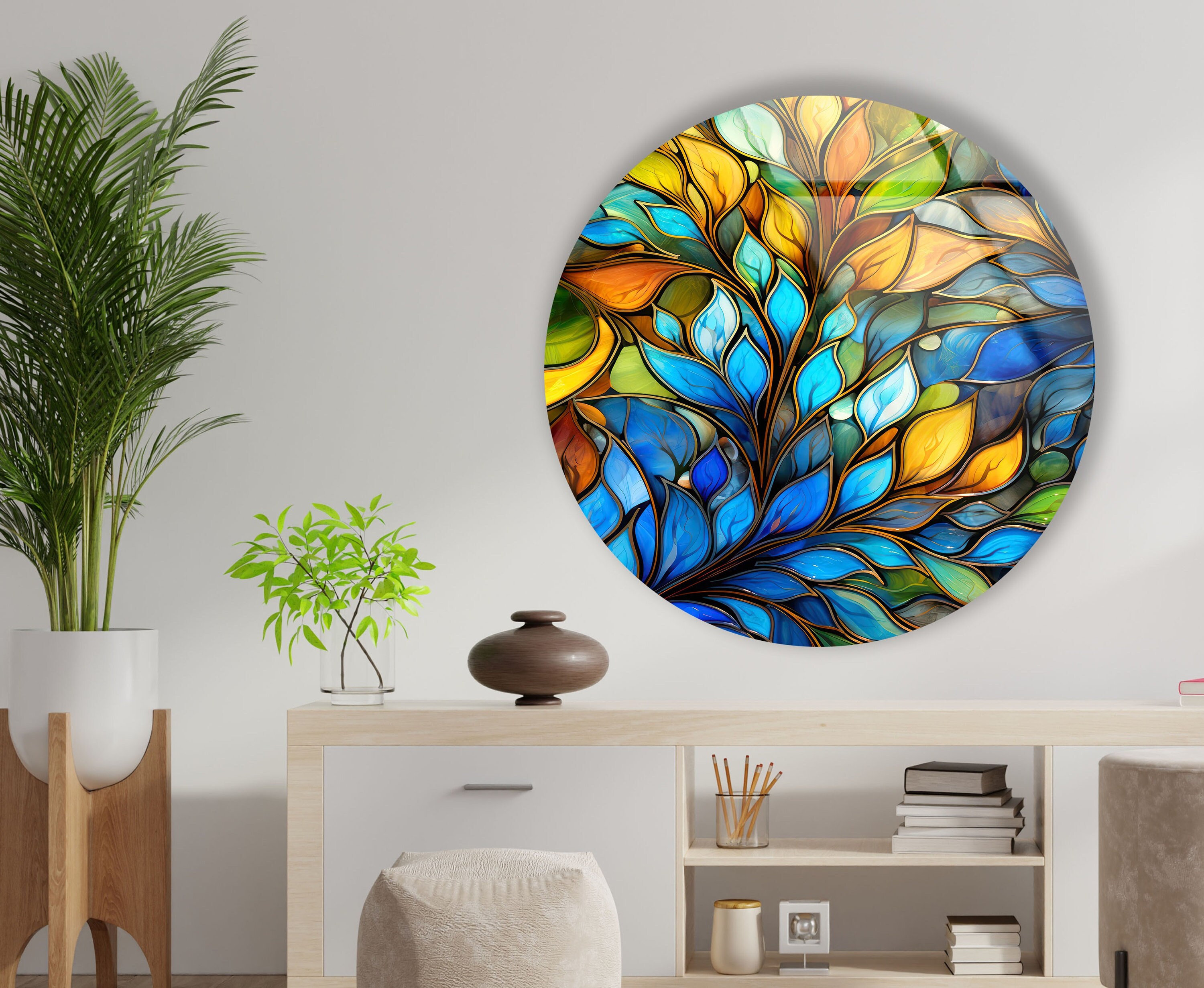 Tempered Glass Wall Art-round Wall Art Gift-tempered Glass Art-glass ... - Impressing Glass Wall Decor