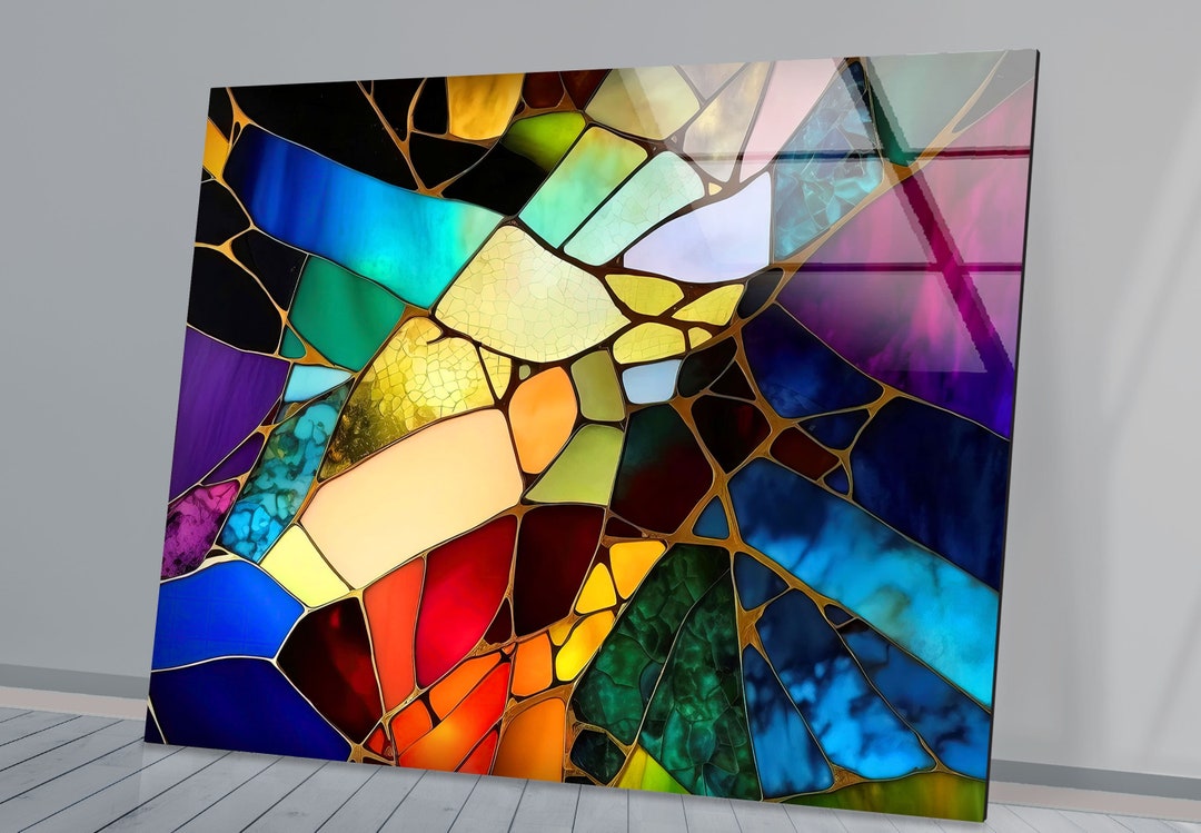 Handmade Stained Glass Effect Tempered Glass Wall Art - Etsy