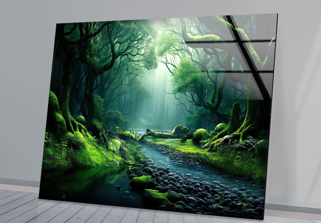 Green Nature Wall Arttempered Glass Artglass Printing Arttempered
