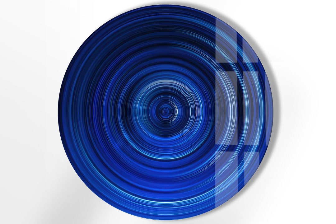 Tempered Glass Wall Artblue Round Wall Art Giftcircle Wall Artglass