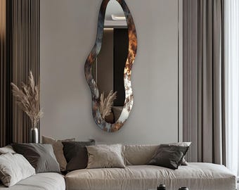 Specchio da parete asimmetrico in vetro temperato: specchio decorativo moderno
