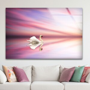Tempered Glass Wall Art, Swan Wall Art, Wall Decor, Glass Printing Art, Wall Hangings, Tempered Glass Art, Swan Wall Decor, Animal Wall Art