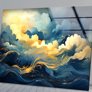Abstract Wall Art,Tempered Glass Wall Art,Abstract Wall Decor,Glass Printing Art,Cloud Wall Art,Wall Hangings,Abstract Cloud Art,Home Decor