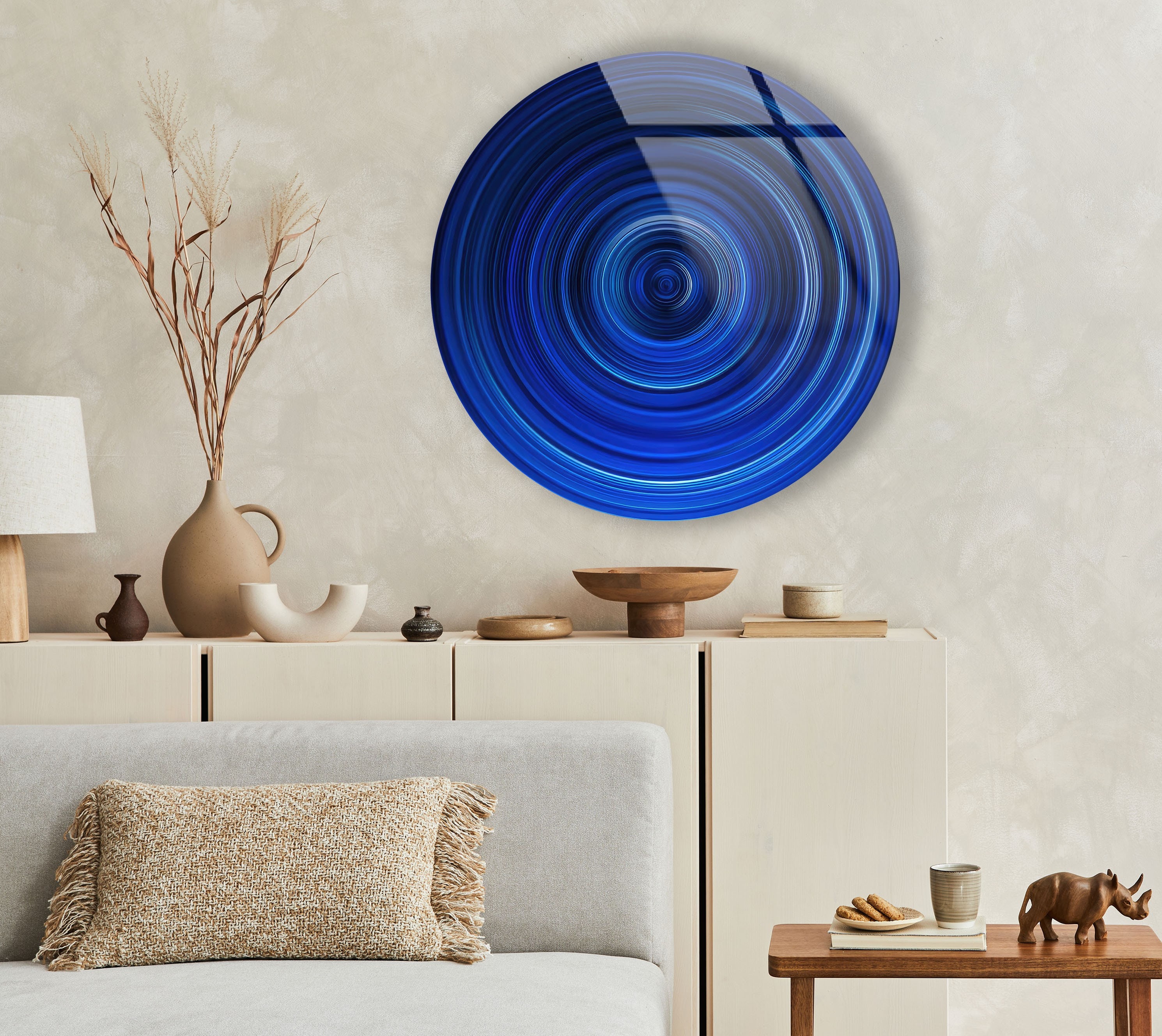 Tempered Glass Wall Artblue Round Wall Art Giftcircle Wall Artglass