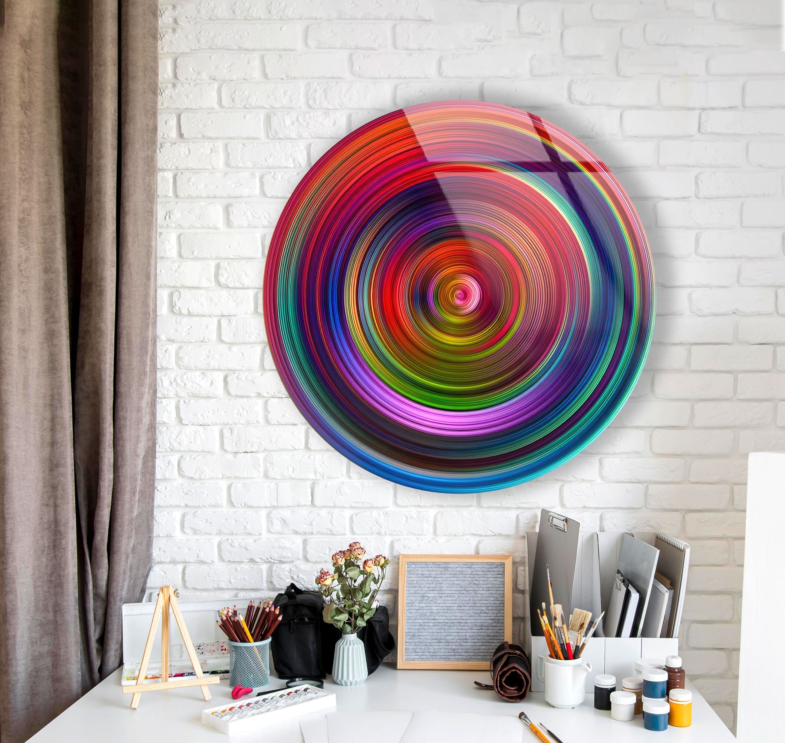 Tempered Glass Wall Artred Round Wall Art Giftcircle Wall Artglass