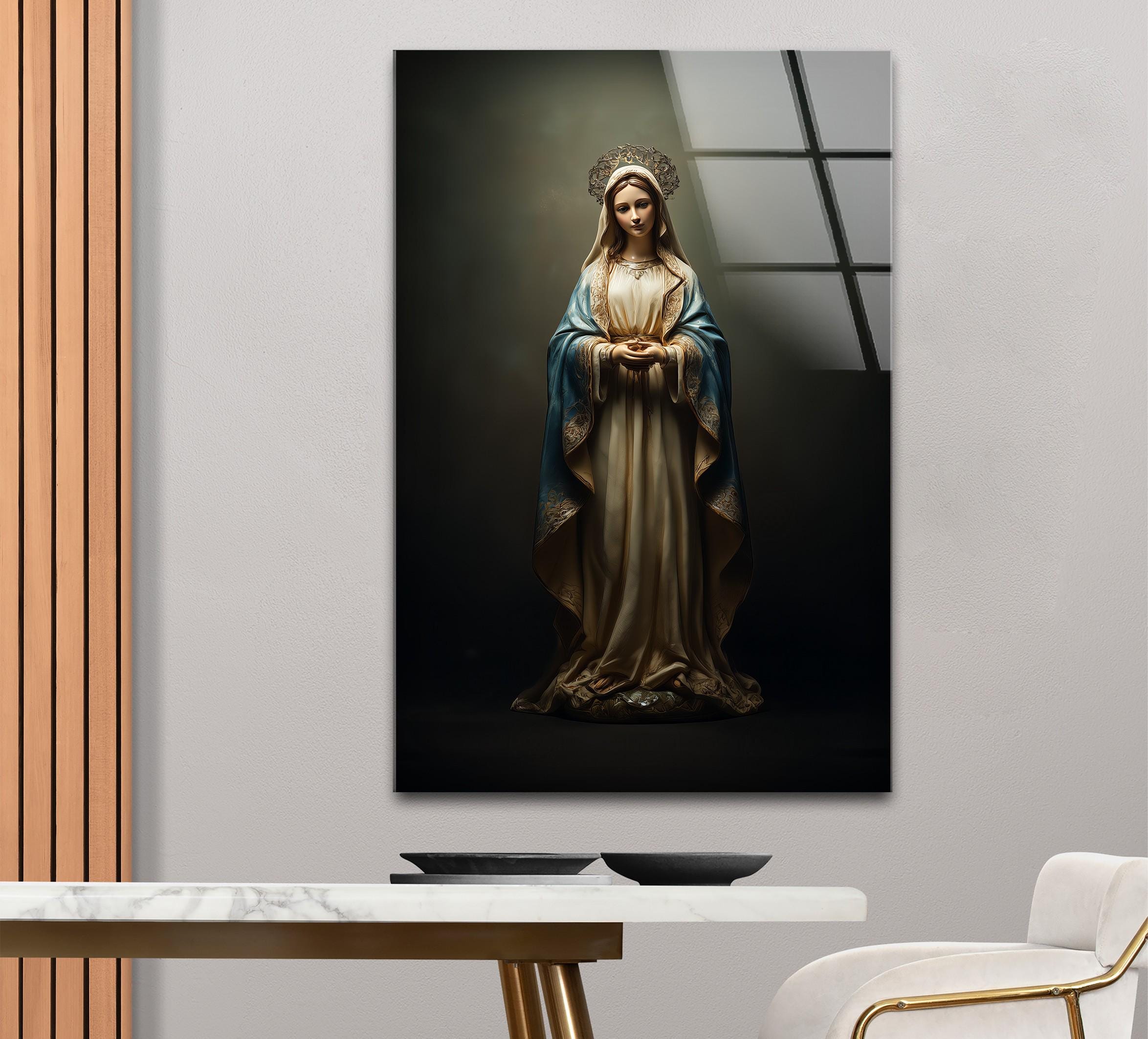 聖母マリアのガラス製壁掛けアート：キリスト教の宗教装飾 - Etsy 日本