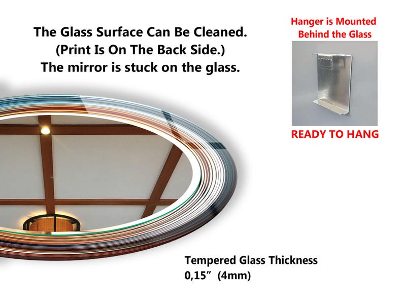 the glass surface can be cleaned print on the back side the mirror is stuck on