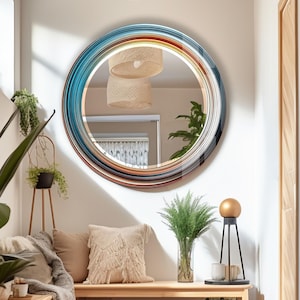 Handmade Tempered Glass Round Wall Mirror: Modern Bathroom Decor