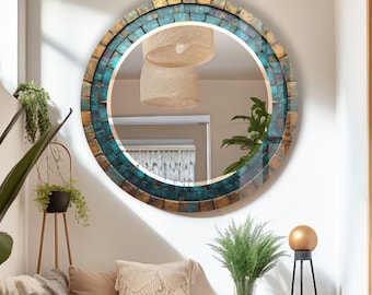 Grote ronde wandspiegel van gehard glas, ronde spiegel moderne badkamer
