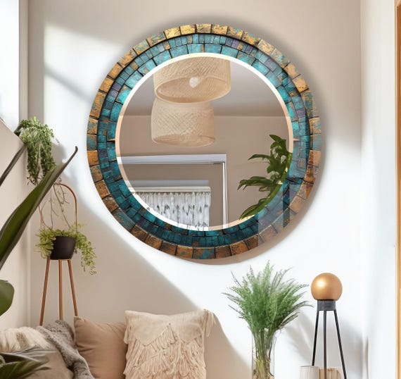 Tempered Glass Big Round Wall Mirror, Modern Bathroom Circle Mirror