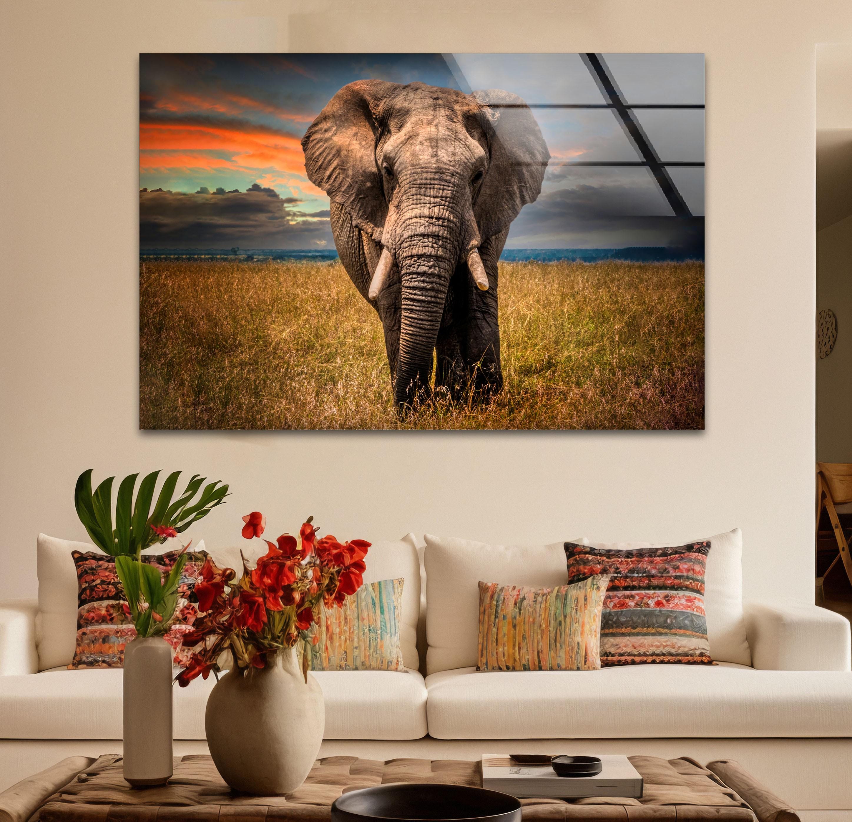 Handmade Tempered Glass Elephant Wall Art: Safari Animal Decor - Etsy