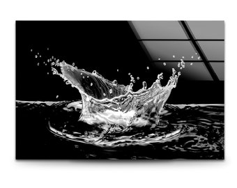 Handmade Water Splash Tempered Glass Wall Art: Modern Home Decor