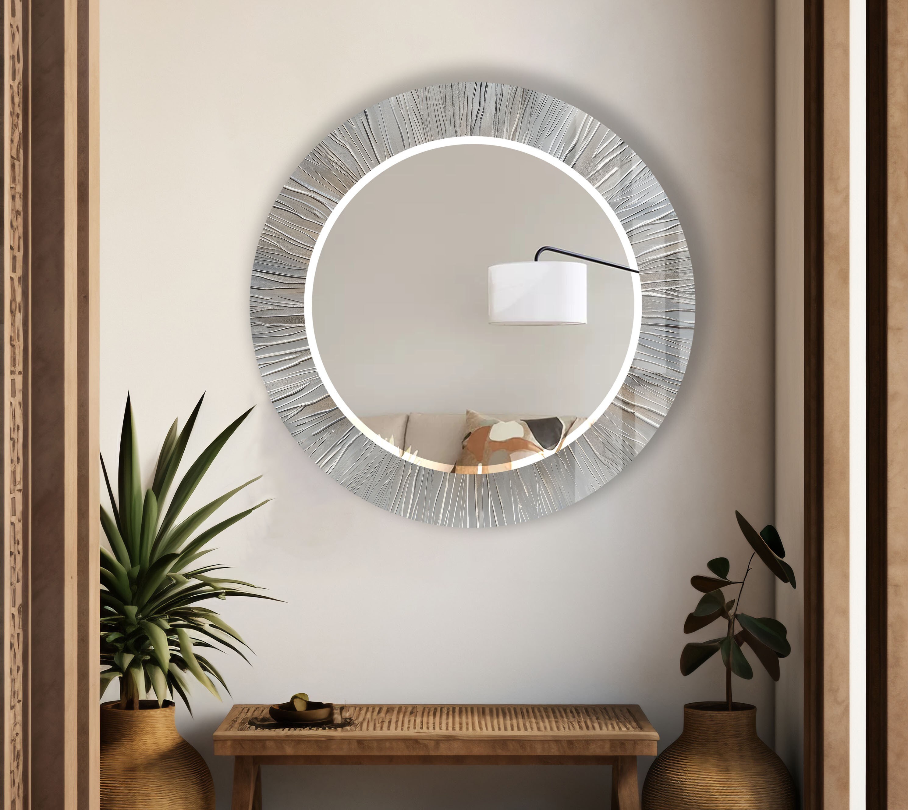 Tempered Glass Mirror Silver Round Wall Mirror for Bathroom-silver ...
