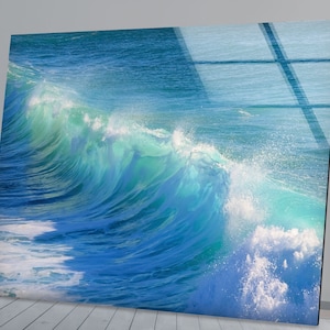 Tempered Glass Wall Art, Ocean Wave Wall Art Gift, Sea Wave Wall Art, Tempered Glass Art, Glass Wall Decor, Glass Printing, Waves Wall Decor