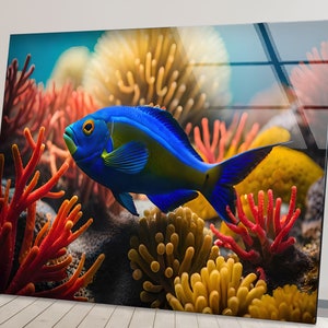 Tempered Glass Fish Wall Art: Under Sea Aquarium Decor