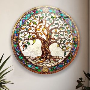 Tempered Glass Wall Art,Home Decor,Stained Wall Art,Life of tree Glass Printing Art,Tempered Glass Art,Abstract Tree Decor,Tree wall art