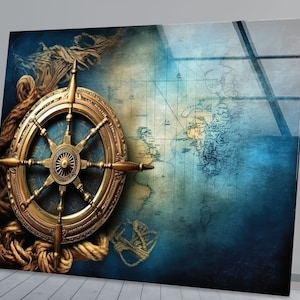 Kompass Karte Wand Kunst-Gehärtetes Glas Wand Kunst-Kompass Dekor-Glasdruck-Kompass Wand Kunst-Wandbehänge-Gehärtetes Glas Kunst-Weltkarte Kunst