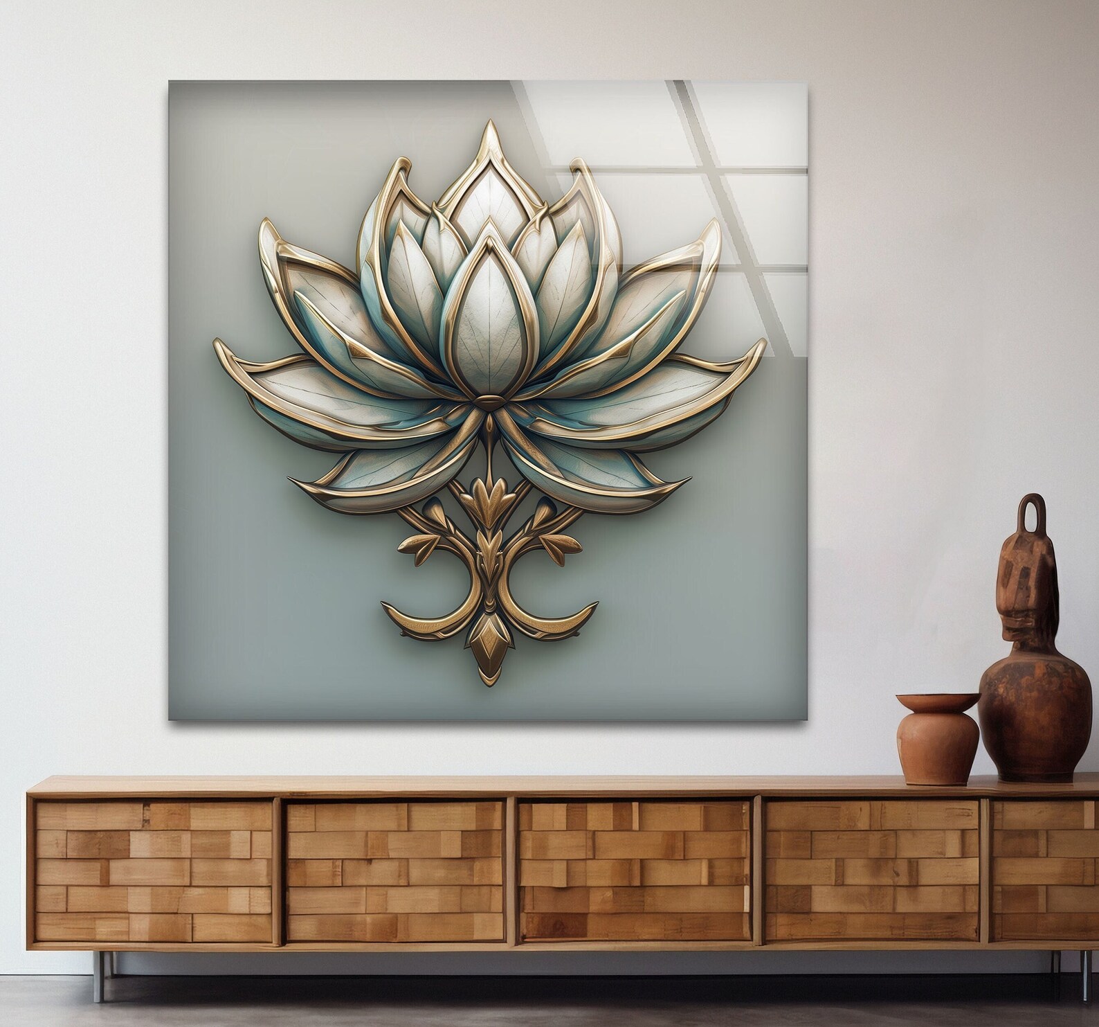 Handmade Tempered Glass Lotus Flower Wall Art: Modern Abstract Decor - Etsy