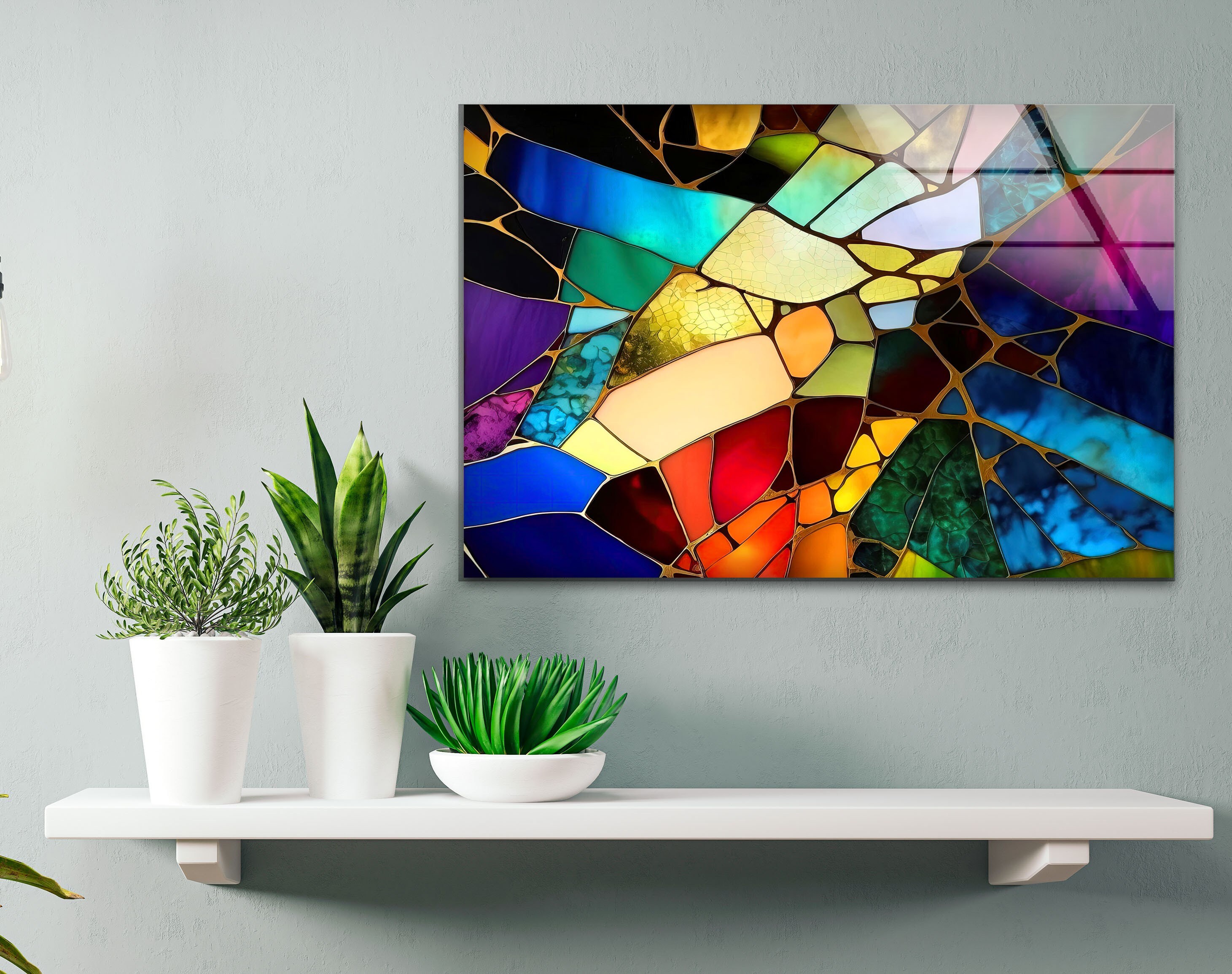 Handmade Stained Glass Effect Tempered Glass Wall Art - Etsy