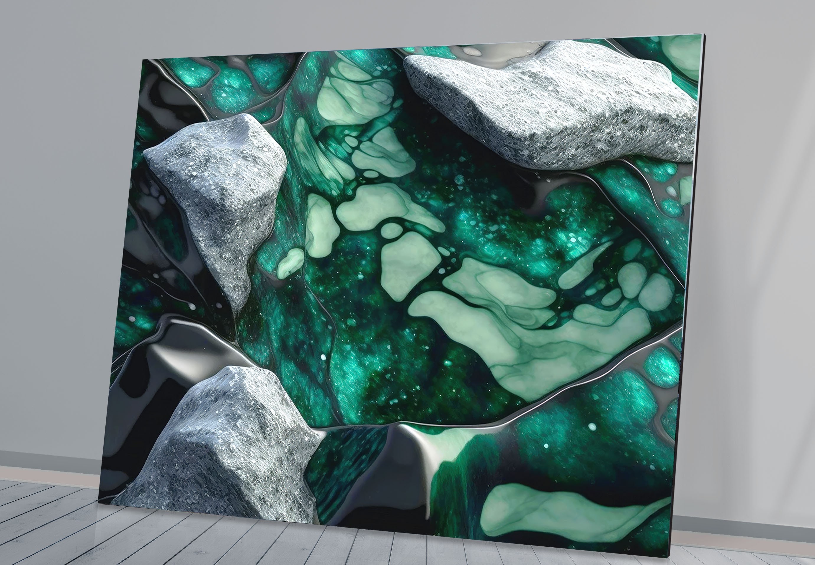 Green Marble Abstract Tempered Glass Wall Art: Modern Home Decor - Etsy