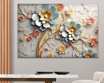 Floral Tempered Glass Wall Art: Modern Flower Home Decor