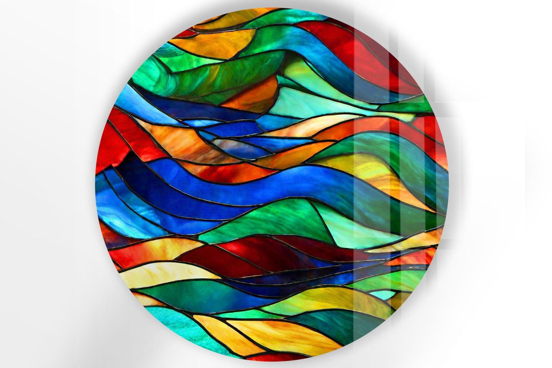 Handmade Tempered Glass Wall Art: Round Stained Decor - Etsy