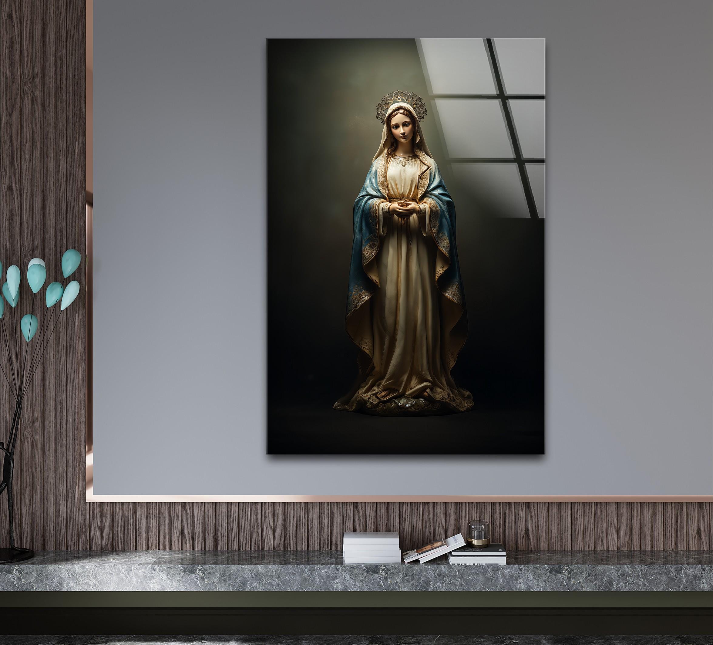聖母マリアのガラス製壁掛けアート：キリスト教の宗教装飾 - Etsy 日本