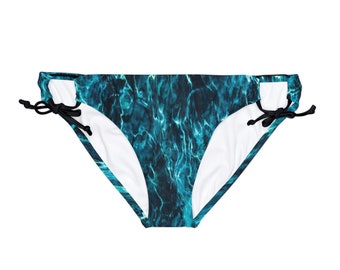 Mossy Oak Elements Aqua Seawater Camo-bikinibroekje met strikband aan de zijkant