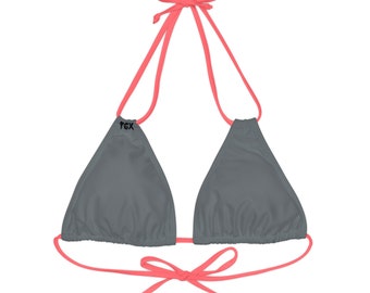 Designer Swimwear By T6X ArtWorX -Dark Grey Strappy Triangle Bikini Top 7- Strap Colors