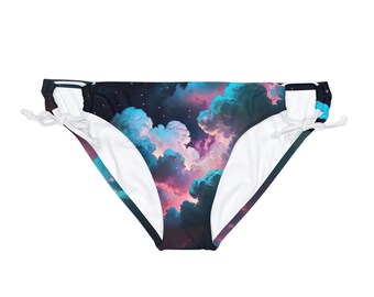 Purple Clouds Loop Tie Side Bikini Bottom