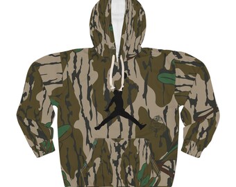 Jumpman Logo Mossy Oak Green Leaf Camo Outdoors Unisex Pullover Hoodie