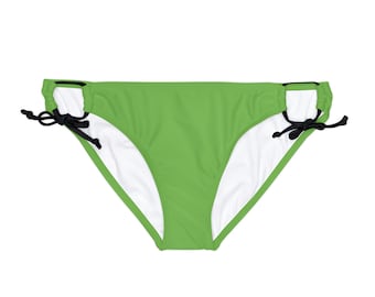 Bas de bikini vert à passants noués sur les côtés 7 couleurs de bretelles