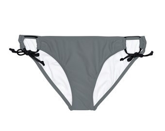 Dark Grey Loop Tie Side Bikini Bottom 7 Strap Colors