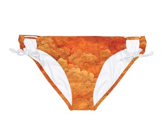 Bas de bikini orange nuages à boucles nouées sur les côtés